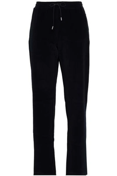 Versace Woman Cotton-blend Velvet Track Pants Black