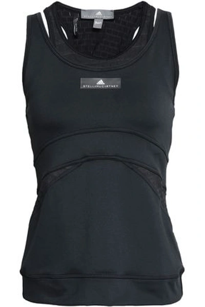 Adidas By Stella Mccartney Woman Mesh And Stretch-jersey Tank Black