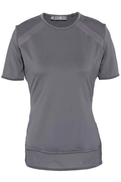 Adidas By Stella Mccartney Woman Stretch Tech-jersey T-shirt Anthracite In Dark Gray