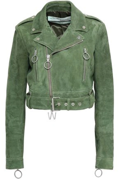Off-white &trade; Woman Suede Biker Jacket Army Green