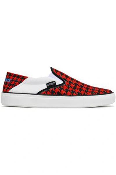 Vetements Woman Houndstooth Canvas Slip-on Sneakers Red