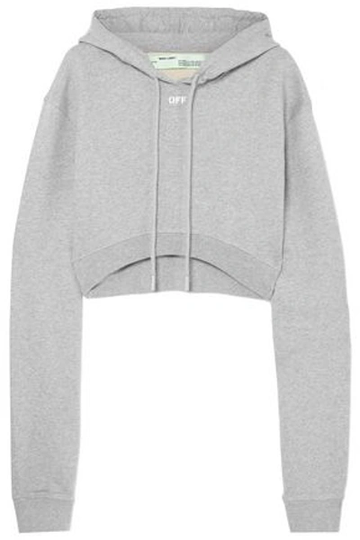 Off-white &trade; Woman French Cotton-terry Hooded Sweatshirt Light Gray