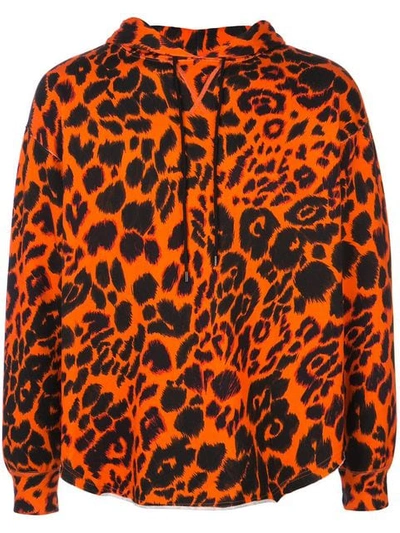 R13 Leopard Print Hoodie In Orange