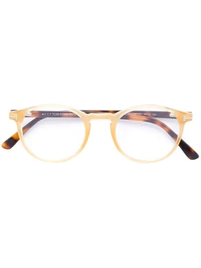 Tom Ford Round Frame Optical Glasses In Brown