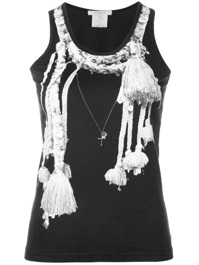 Pre-owned Givenchy Tassel Print Tank Top In Black