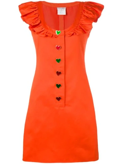 Pre-owned Saint Laurent Sleeveless Ruffled Dress In Orange