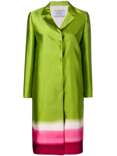 Pre-owned Prada 2000s Concealed Fastening Panelled Coat In Green