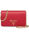 Prada Saffiano Leather Shoulder Bag In Red