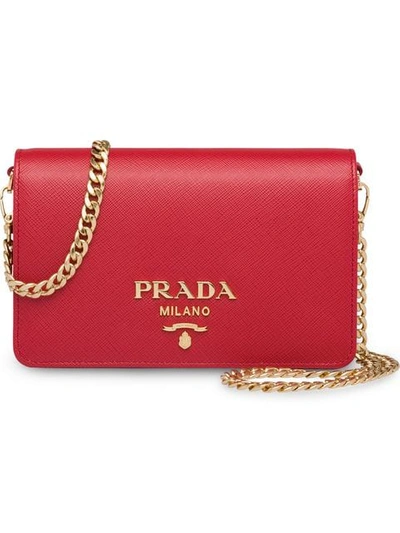 Prada Saffiano Leather Shoulder Bag In Red