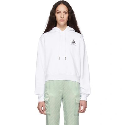 Off-white Arrow Motif Cropped Hooded Cotton Jumper In White