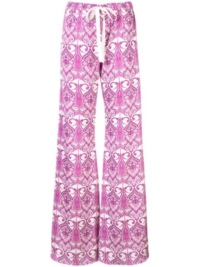 Alexis Odille Printed Crepe Wide-leg Pants In Purple