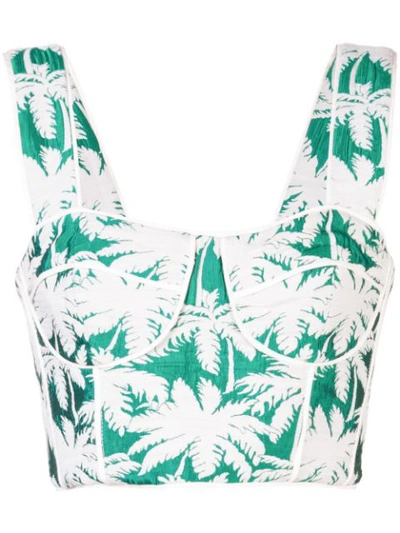 Alexis Kaela Cropped Jacquard Bustier Top In Green