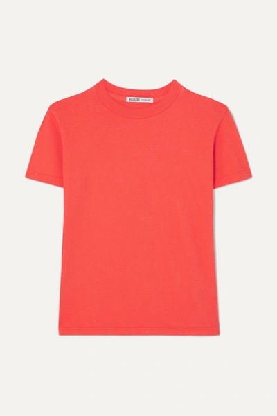 Agolde Short-sleeve Cotton Cropped Baby Tee In Orange