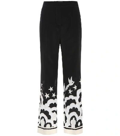 Valentino Pajama Printed Wide-leg Pants In Black