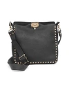 Valentino Garavani Women's Small Rockstud Leather Hobo Bag In Nero