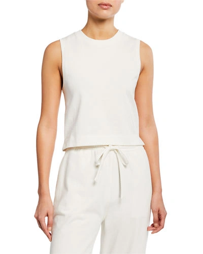 Vince Cropped Cotton Shell Tank In Off White