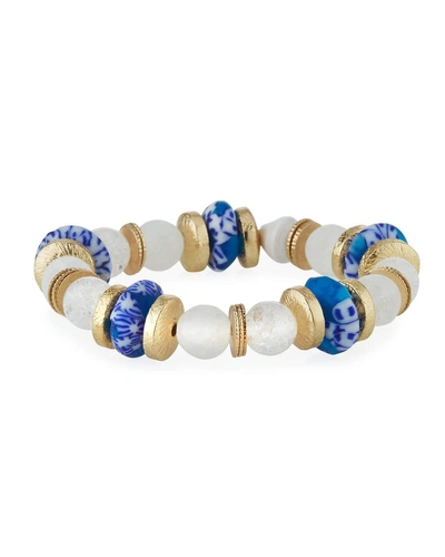 Akola Quartz & Glass Stretch Bracelet, Blue/white In Multi