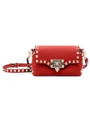 Valentino Garavani Mini Rockstud Leather Crossbody Bag In Rouge Pur