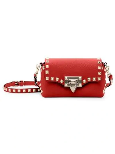 Valentino Garavani Mini Rockstud Leather Crossbody Bag In Rouge Pur