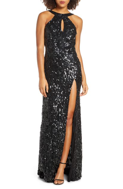 sequin strappy back gown mac duggal
