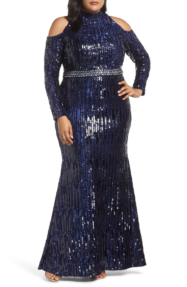 mac duggal cold shoulder gown