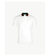 Gucci Striped Collar Stretch Cotton-piqué Polo Shirt In White