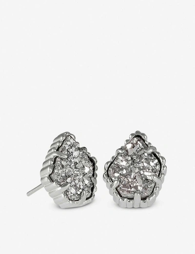 Kendra Scott Tessa Platinum-plated And Drusy Earrings In Rhodium/platinum Drusy