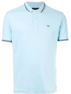 Emporio Armani Embroidered Logo Polo Shirt In Blue