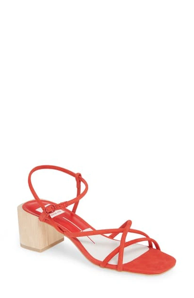Dolce Vita Women's Zayla Wooden Block Heel Sandals In Red Nubuck