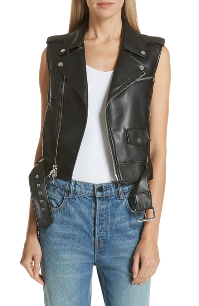 Theory Bedford Vest Faux Leather Moto Vest In Black