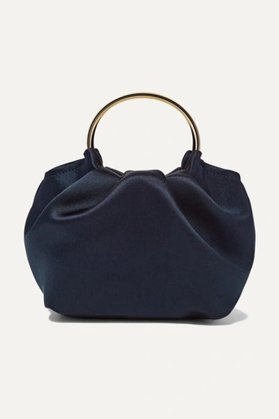 The Row Double Circle Micro Satin Tote In Navy