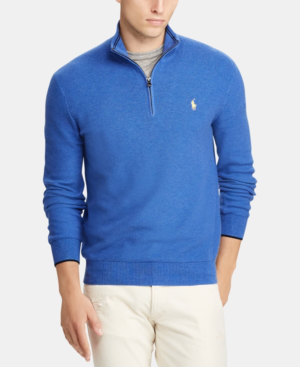 Polo Ralph Lauren Mesh Half-zip Sweater In Dockside Blue Heather | ModeSens