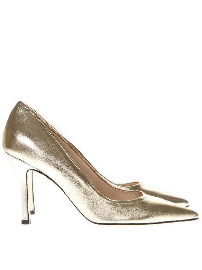 Marc Ellis Laminated Salmon Color Leather Pumps In Gold