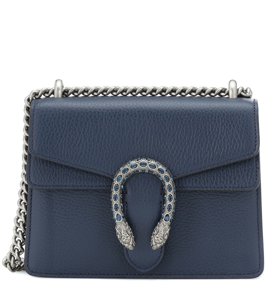 Gucci Dionysus Mini Leather Shoulder Bag In Blue | ModeSens