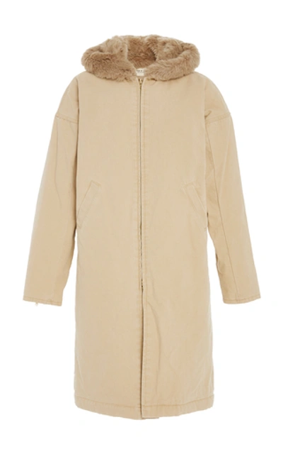 Fear Of God Faux Fur-lined Cotton-canvas Hooded Parka In Neutral