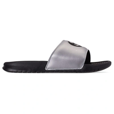 Nike Men's Benassi Jdi Print Slide Sandals In Grey / Black Size 11.0 Leather In Grey / Black