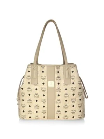 Mcm Women's Medium Liz Reversible Visetos Leather Shopper In Beige