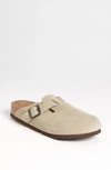 Birkenstock 'boston' Soft Footbed Clog In Taupe Suede