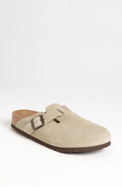 Birkenstock 'boston' Soft Footbed Clog In Taupe Suede