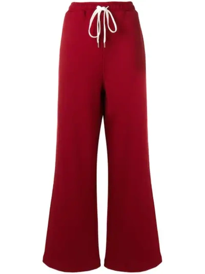 Marni Cotton-jersey Wide-leg Track Trousers In Red