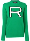 Rochas Logo-intarsia Cotton Sweater In Green