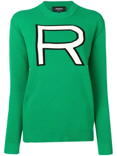 Rochas Logo-intarsia Cotton Sweater In Green