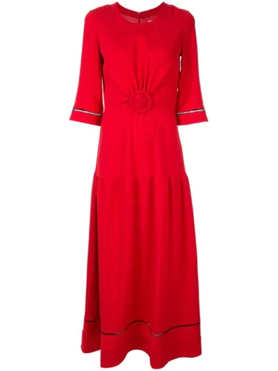 Zeus + Dione Long Tied Front Dress In Red