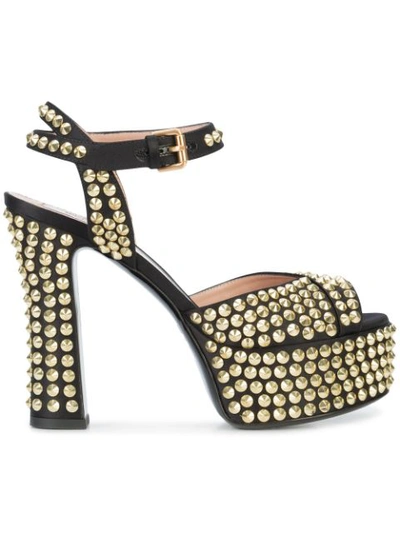 Moschino Studded Platform Sandals In Black