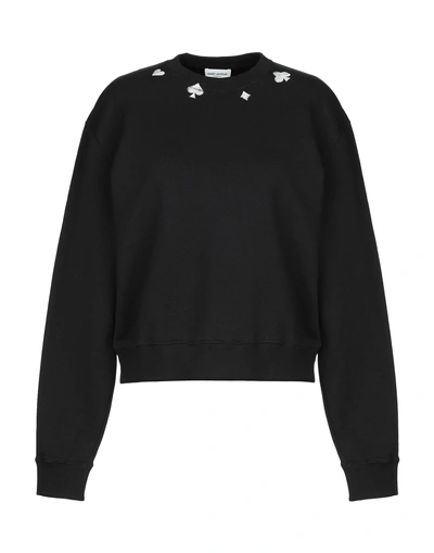 Saint Laurent Printed French Cotton-terry Sweatshirt In Black