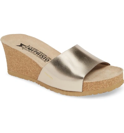 Mephisto Lise Platform Wedge Sandal In Platinum Leather
