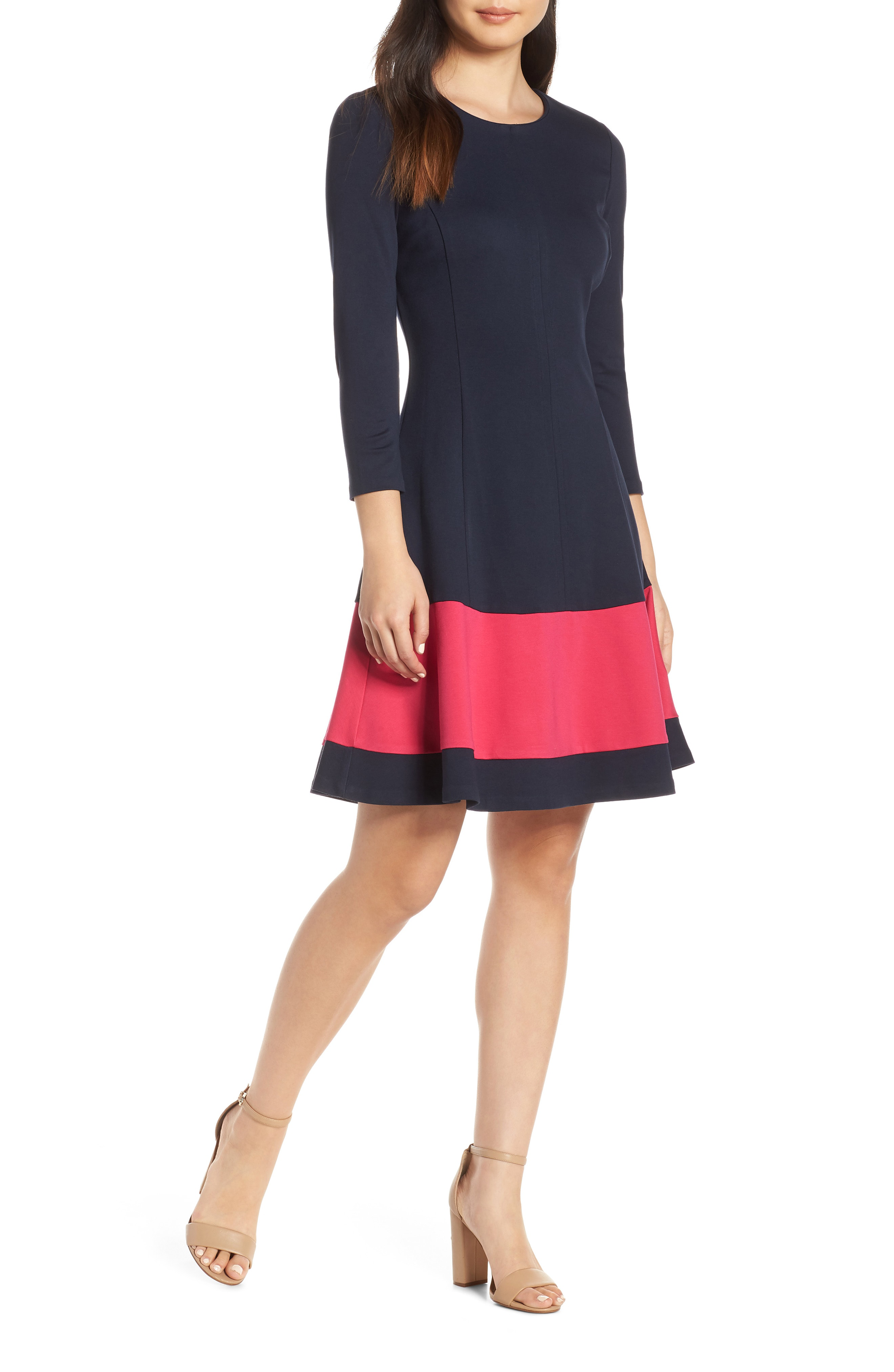 eliza j fit and flare dress navy