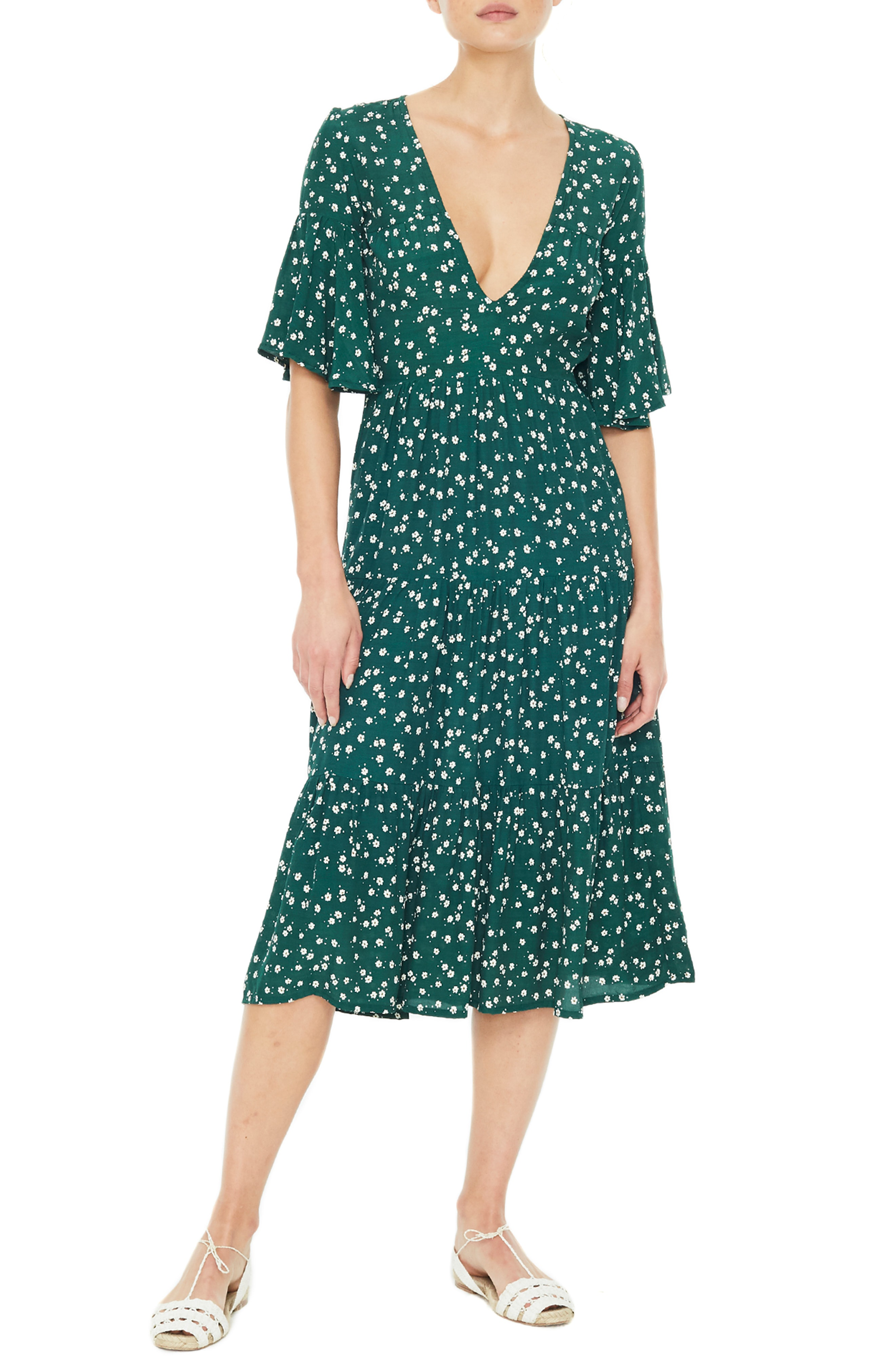 faithfull the brand green midi dress