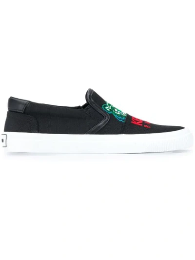 Kenzo K-skate Tiger Slip-on Sneakers In Black