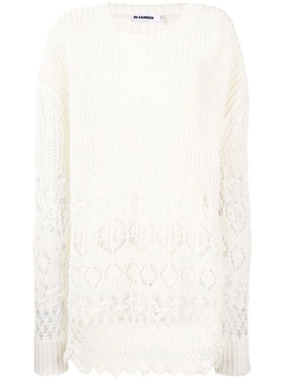 Jil Sander Crochet-knit Cotton Sweater In White